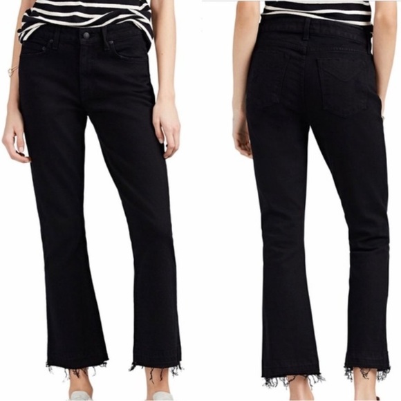 Derek Lam Gia Mid Rise Cropped Flare Jeans in Jet Black Size 25. Raw hem - Picture 16 of 16